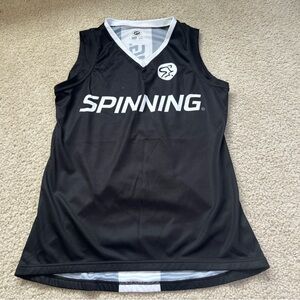 SPINNING® Black Sleeveless Cycling Tank with White Logo